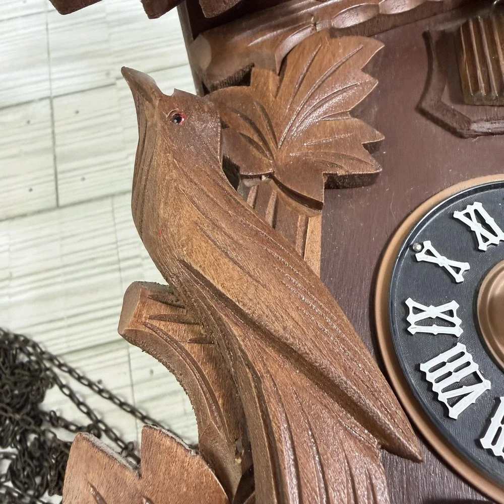 Vintage Black Forest Wood Cuckoo Clock Birds Mfg Co. West Germany For Parts